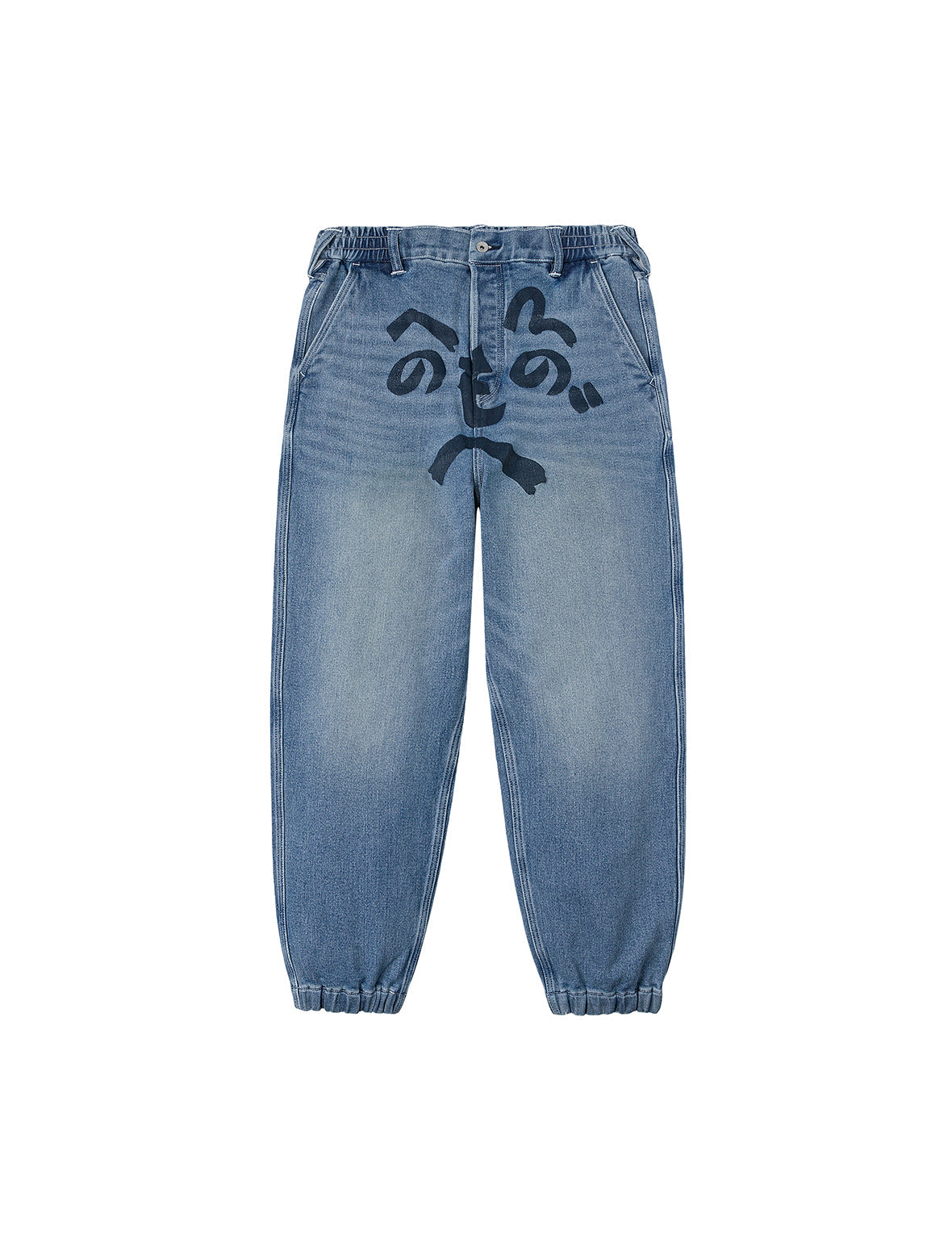 Henohenomohe Godhead Print Loose Fit Denim Joggers